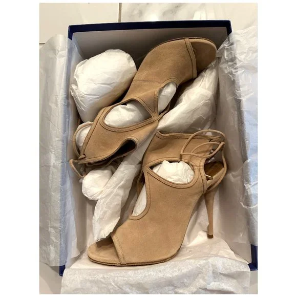 Aquazzura Sexy Thing 105 new, re-soled sz 7.5 NUDE SUEDE - Picture 3 of 9